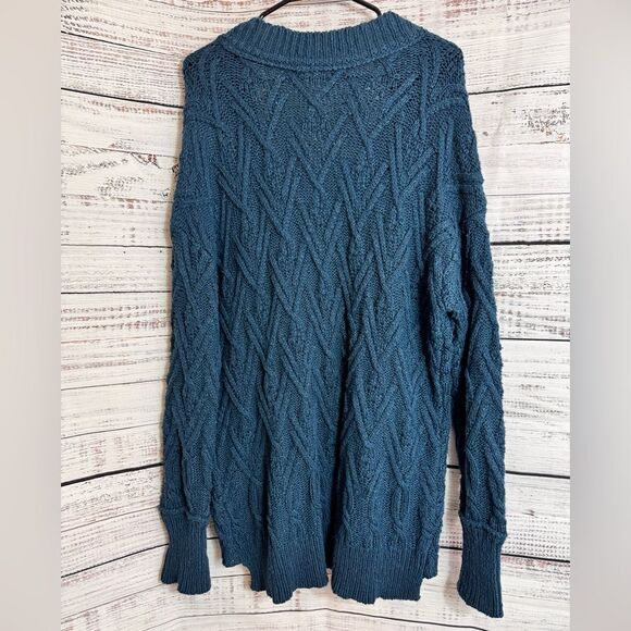 Free People Sweater Womens Sz S Montana Cable Cardigan Cotton Blend oversized - Picture 4 of 14